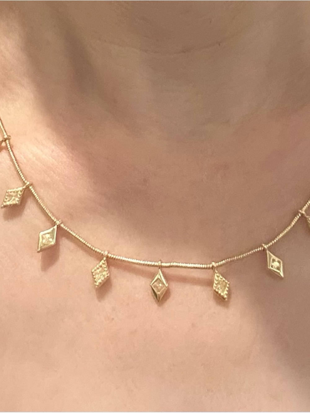 Kendra Scott Gold Diamond-Shape Charm collarbone  Necklace
